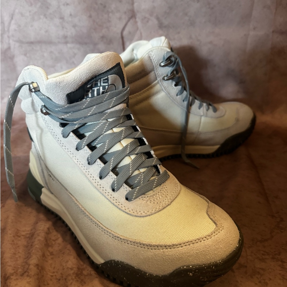 The North Face White and Gray High-Top Sneakers